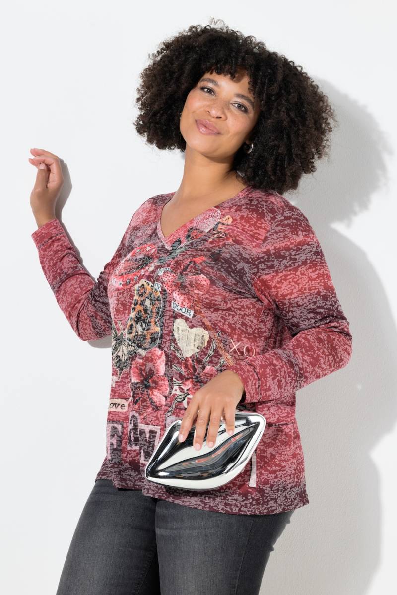 Große Größen Langarmshirt, Damen, rot, Größe: 50, Polyester/Viskose, Angel of Style von Angel of Style