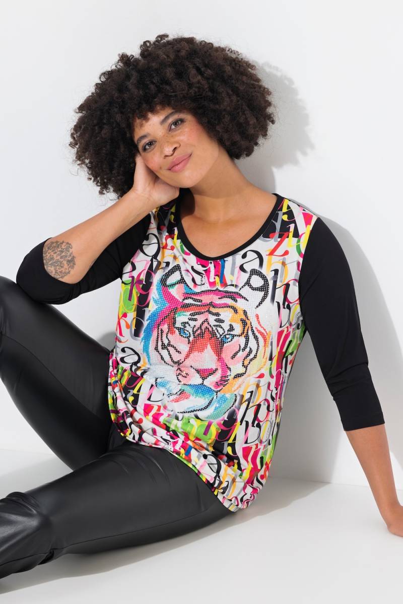 Große Größen Langarmshirt, Damen, schwarz, Größe: 52, Polyester, Angel of Style von Angel of Style