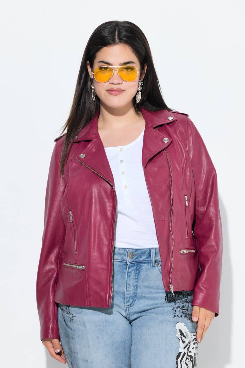Große Größen Leder-Bikerjacke, Damen, rot, Größe: 56, Polyester/Leder, Angel of Style von Angel of Style