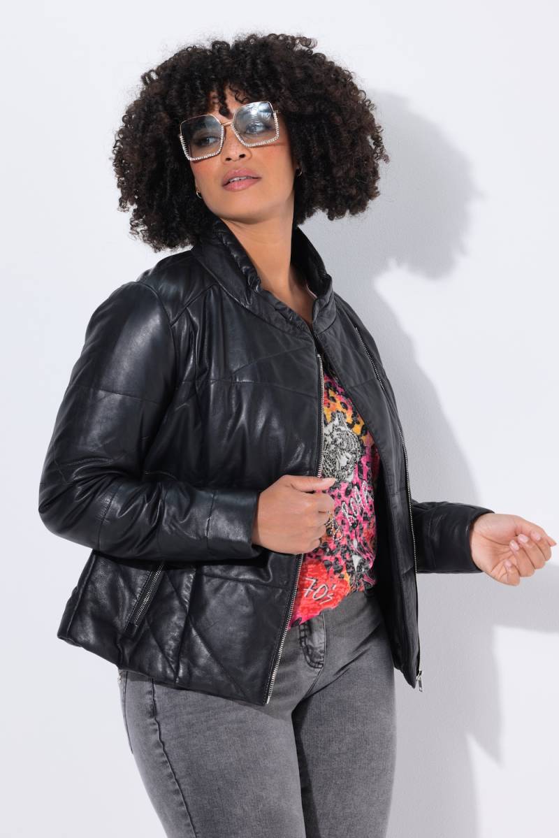 Große Größen Lederjacke, Damen, schwarz, Größe: 52, Polyester/Leder, Angel of Style von Angel of Style