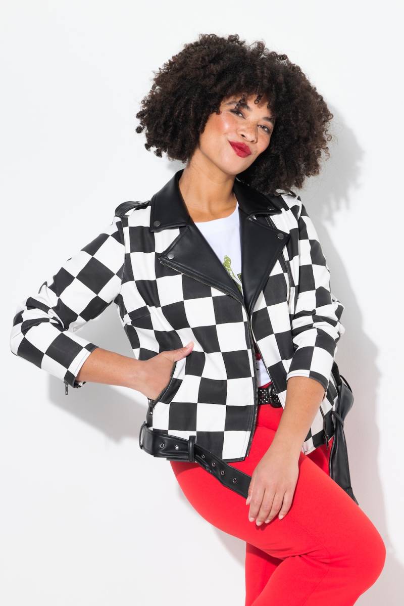 Große Größen Lederoptik-Jacke, Damen, schwarz, Größe: 56, Polyester/Synthetische Fasern, Angel of Style von Angel of Style