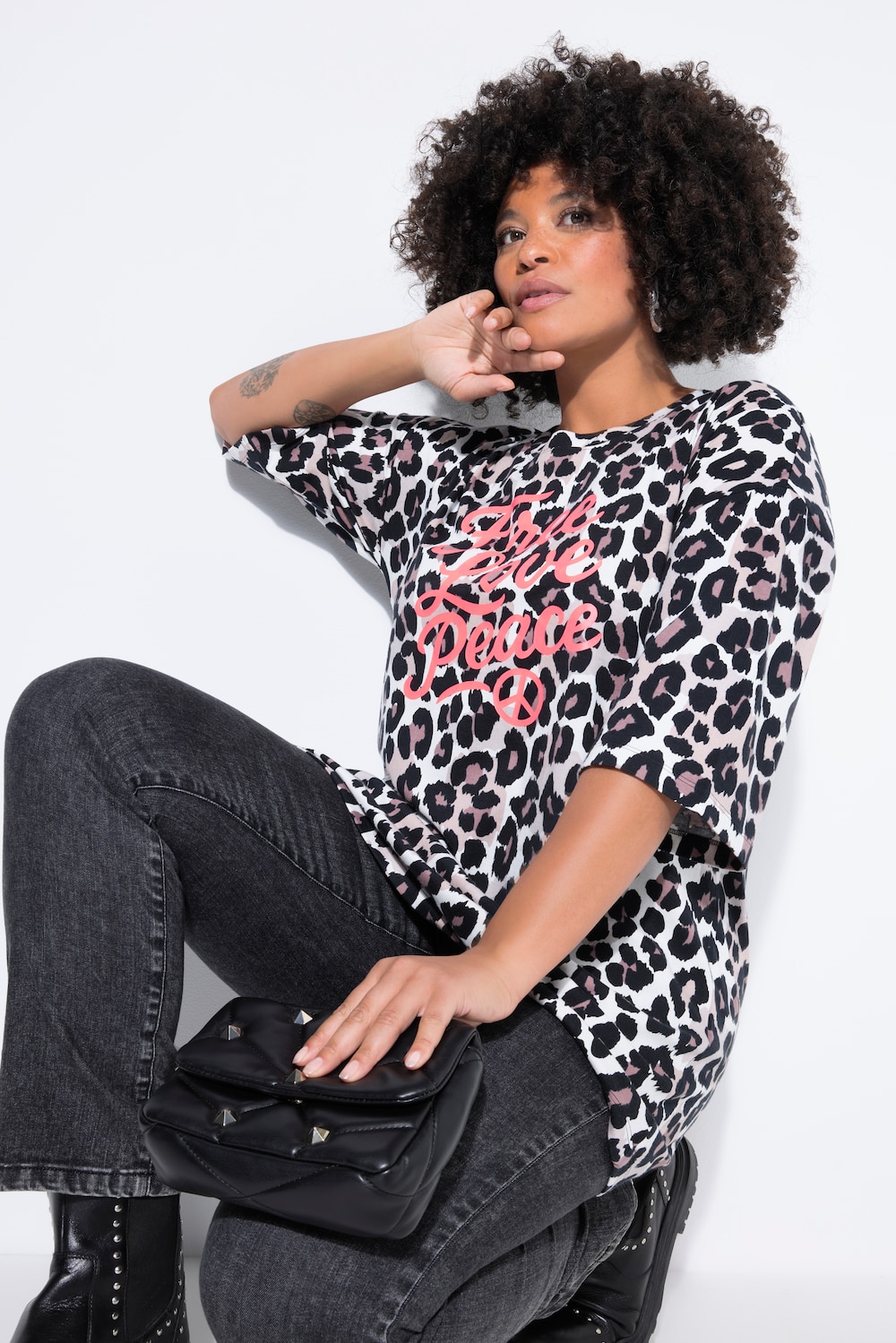 Große Größen Leo-Shirt, Damen, grau, Größe: 46/48, Baumwolle, Angel of Style von Angel of Style