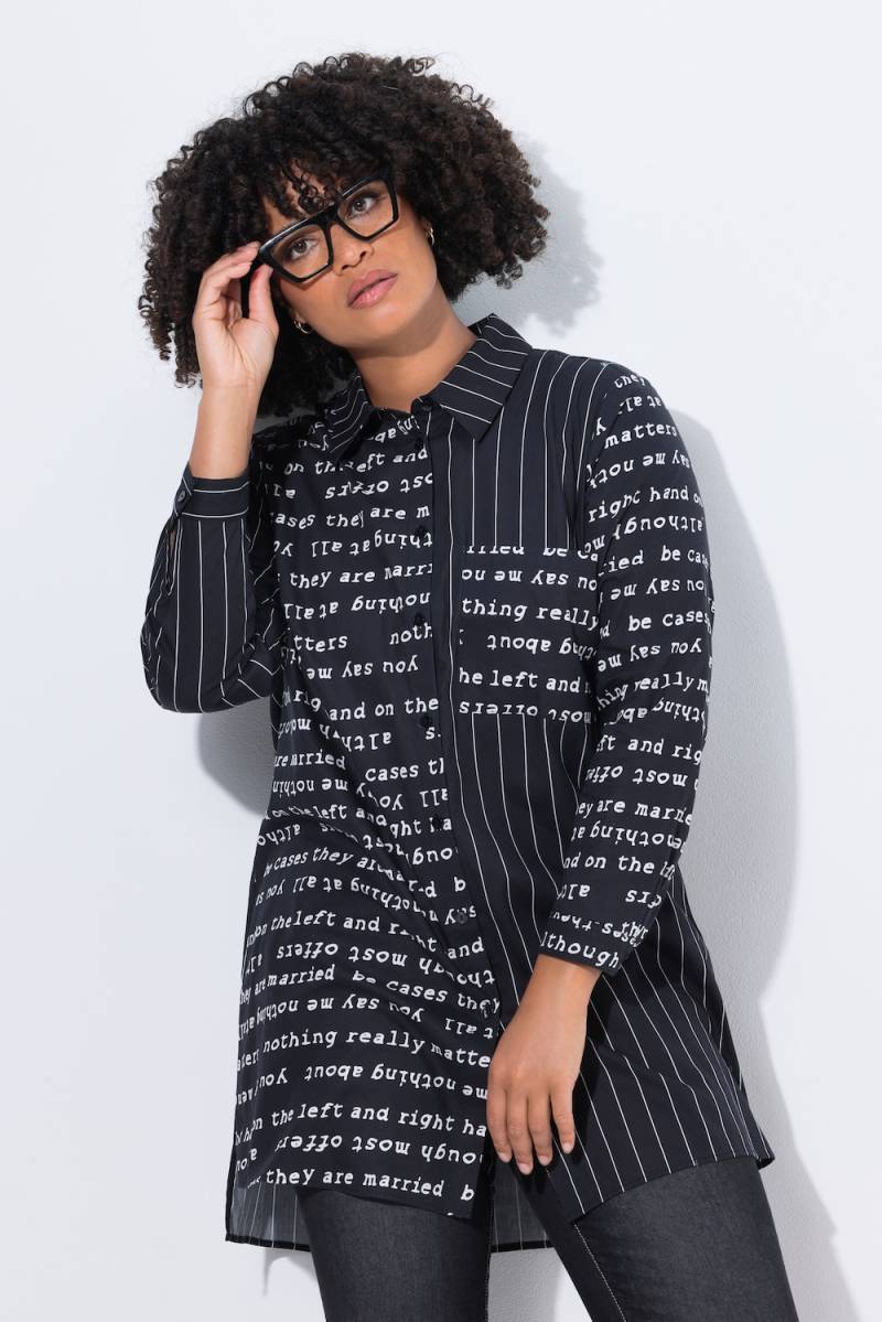 Große Größen Long-Hemdbluse, Damen, schwarz, Größe: 42, Baumwolle, Angel of Style von Angel of Style
