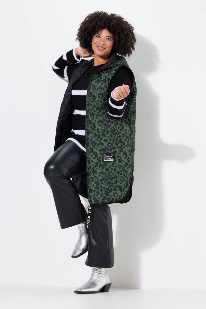 Große Größen Long-Steppweste, Damen, schwarz, Größe: 48, Polyester, Angel of Style von Angel of Style