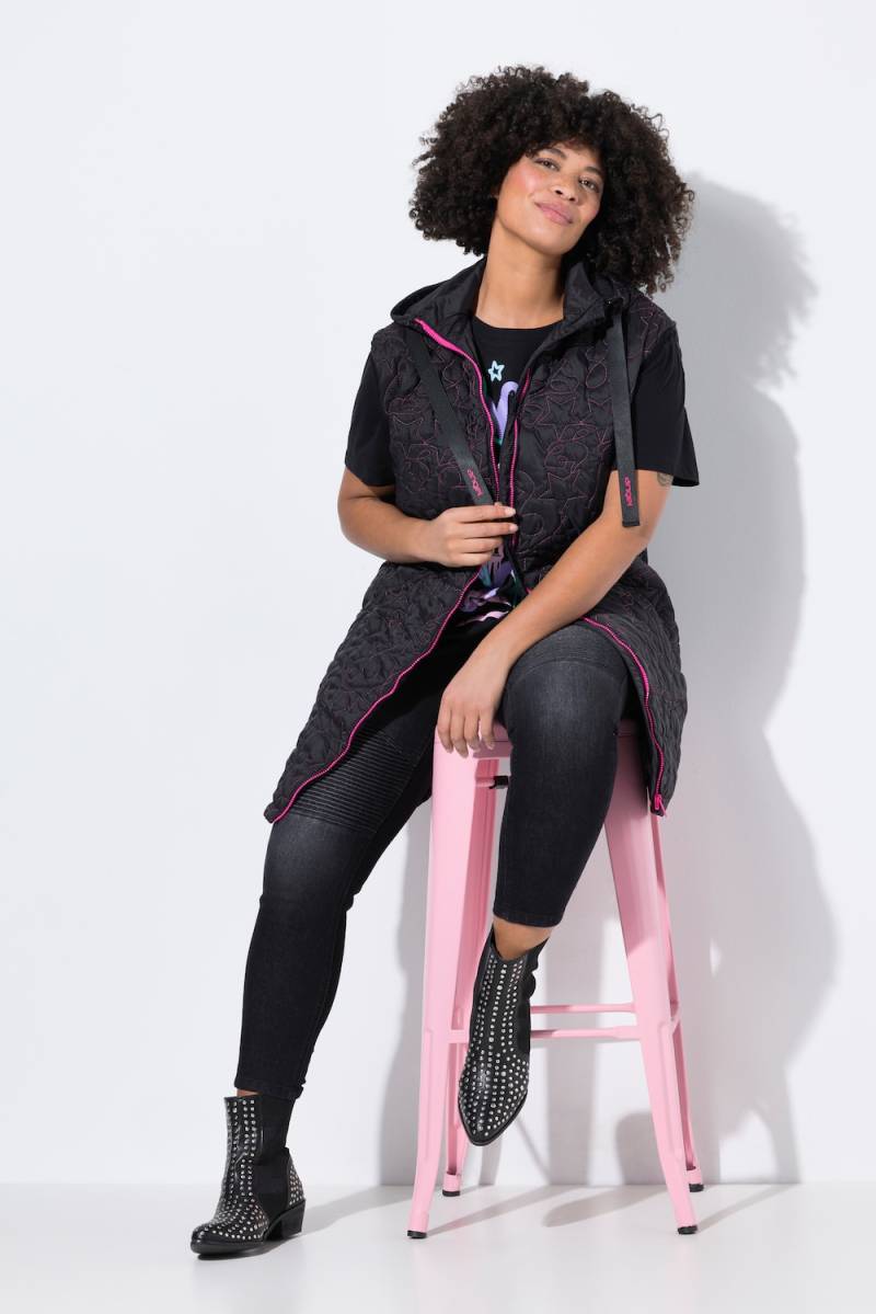 Große Größen Long-Steppweste, Damen, schwarz, Größe: 48, Polyester/Synthetische Fasern, Angel of Style von Angel of Style