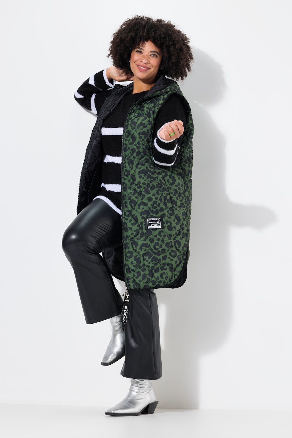 Große Größen Long-Steppweste, Damen, schwarz, Größe: 52, Polyester, Angel of Style von Angel of Style