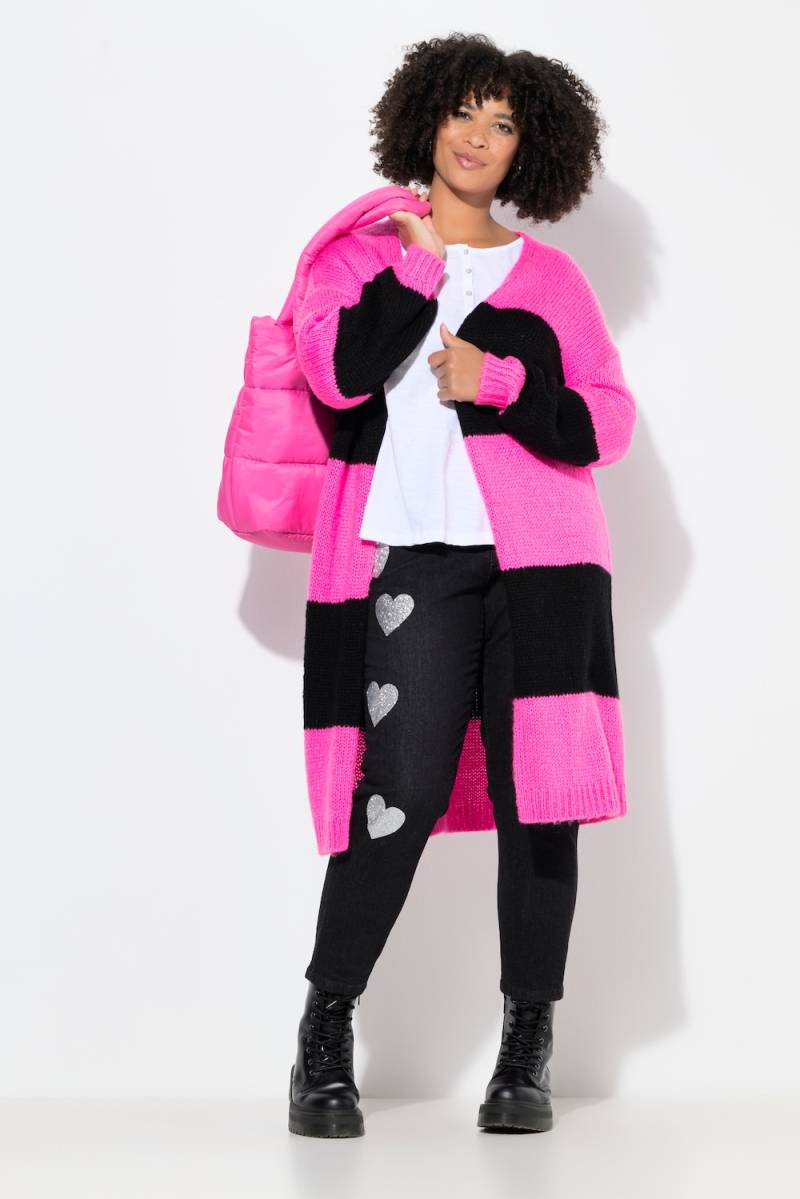 Große Größen Long-Strickjacke, Damen, rosa, Größe: 50/52, Synthetische Fasern, Angel of Style von Angel of Style