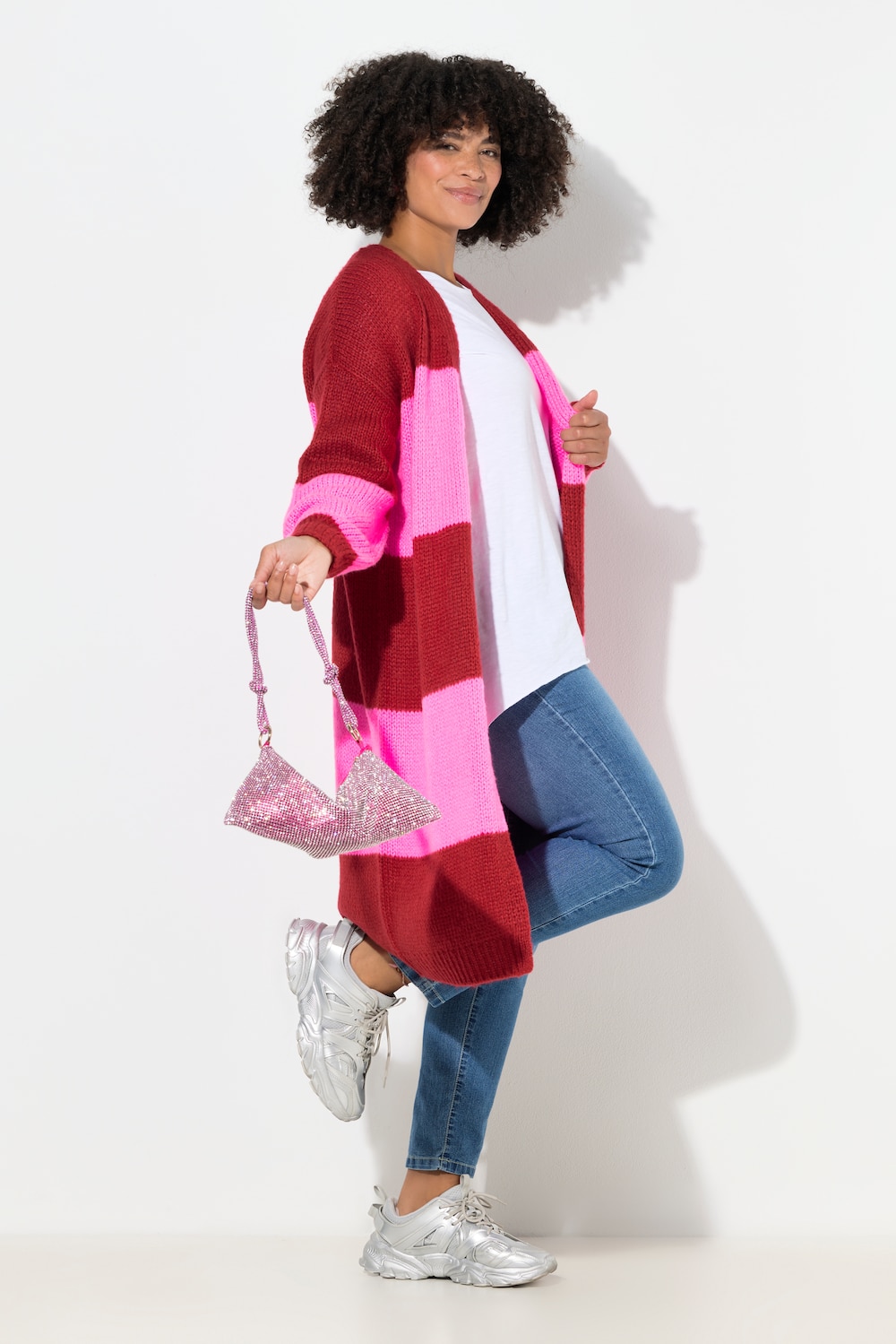 Große Größen Long-Strickjacke, Damen, rot, Größe: 50/52, Synthetische Fasern, Angel of Style von Angel of Style