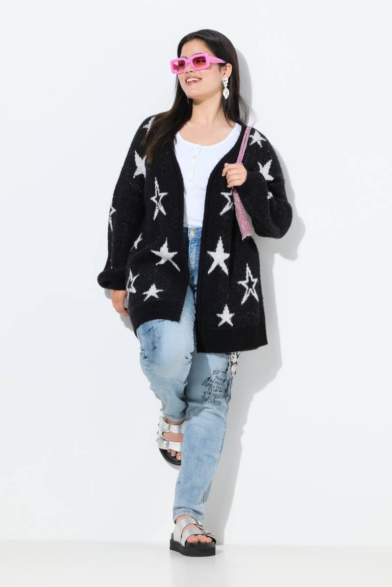 Große Größen Long-Strickjacke, Damen, schwarz, Größe: 50/52, Synthetische Fasern, Angel of Style von Angel of Style