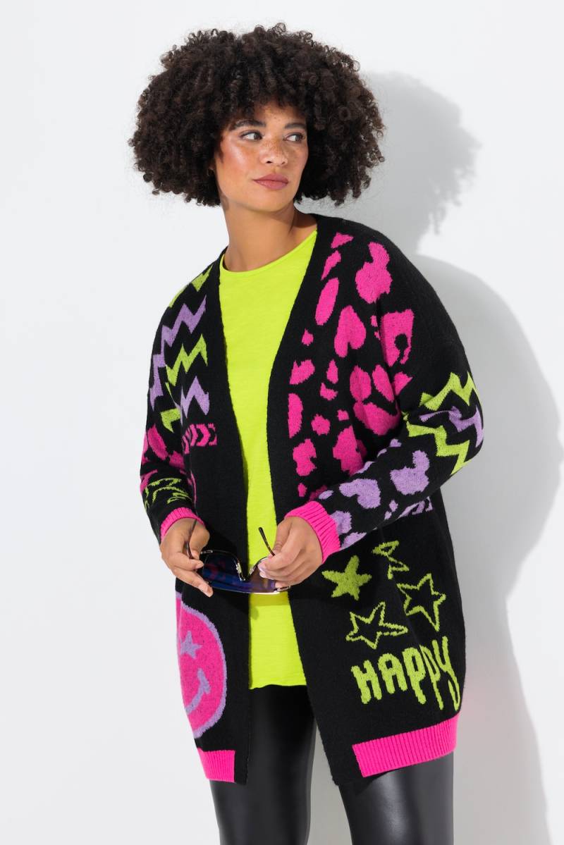 Große Größen Long-Strickjacke, Damen, schwarz, Größe: 58/60, Synthetische Fasern/Polyester/Viskose, Angel of Style von Angel of Style