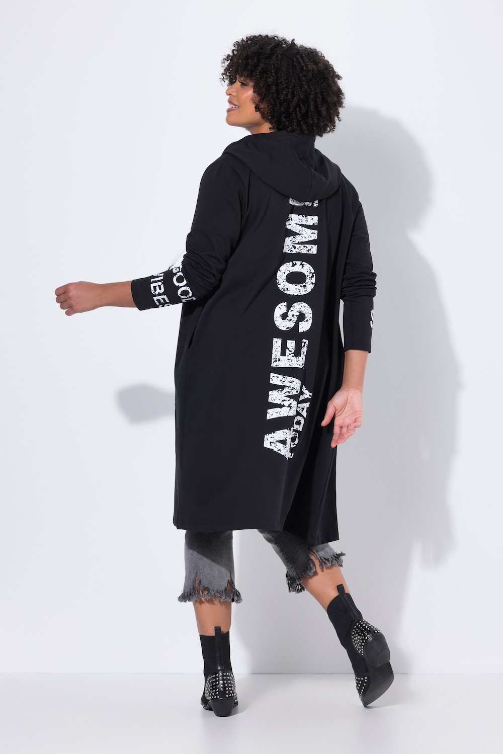Große Größen Long-Sweatjacke, Damen, schwarz, Größe: 44, Baumwolle, Angel of Style Große Größen Long-Sweatjacke, Damen, schwarz, Größe: 44, Baumwolle, Angel of Style von Angel of Style
