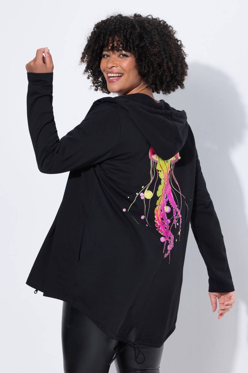 Große Größen Long-Sweatjacke, Damen, schwarz, Größe: 52, Baumwolle, Angel of Style von Angel of Style