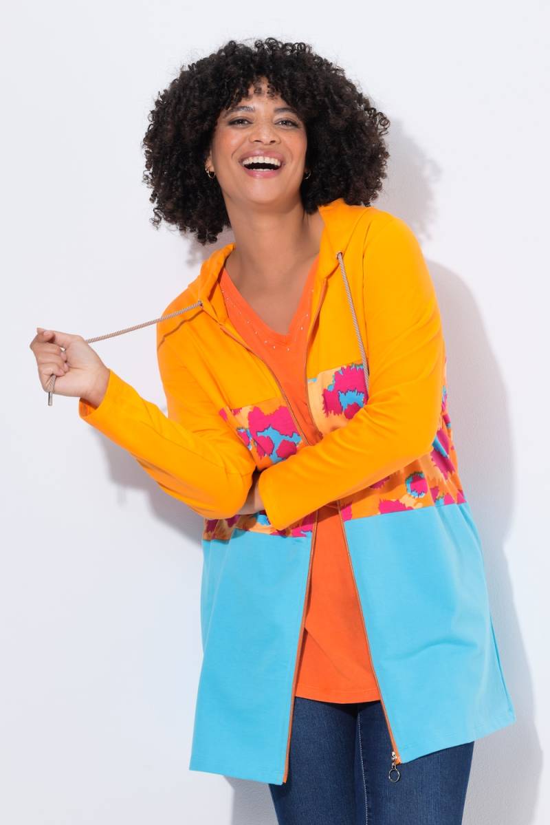 Große Größen Long-Sweatjacke, Damen, türkis, Größe: 52, Baumwolle, Angel of Style von Angel of Style