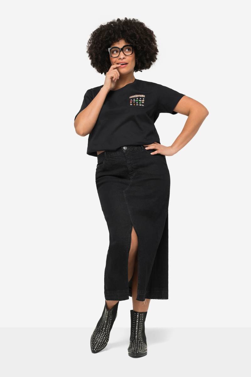 Große Größen Maxi-Jeansrock, Damen, schwarz, Größe: 50, Baumwolle, Angel of Style von Angel of Style