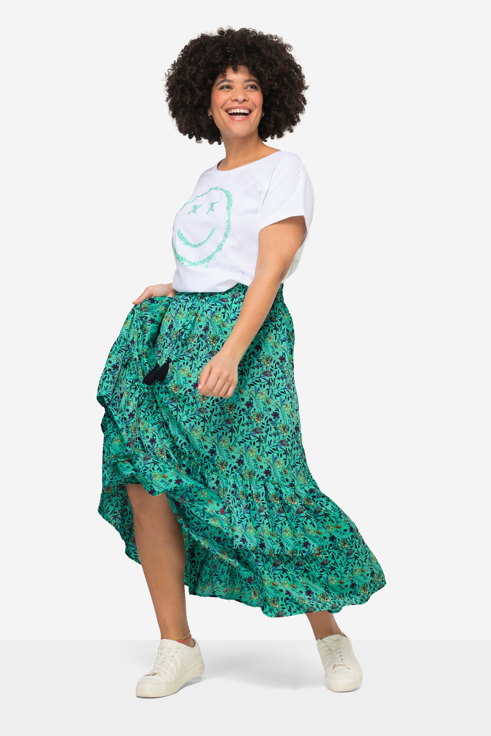 Große Größen Maxirock, Damen, türkis, Größe: 46, Polyester, Angel of Style von Angel of Style