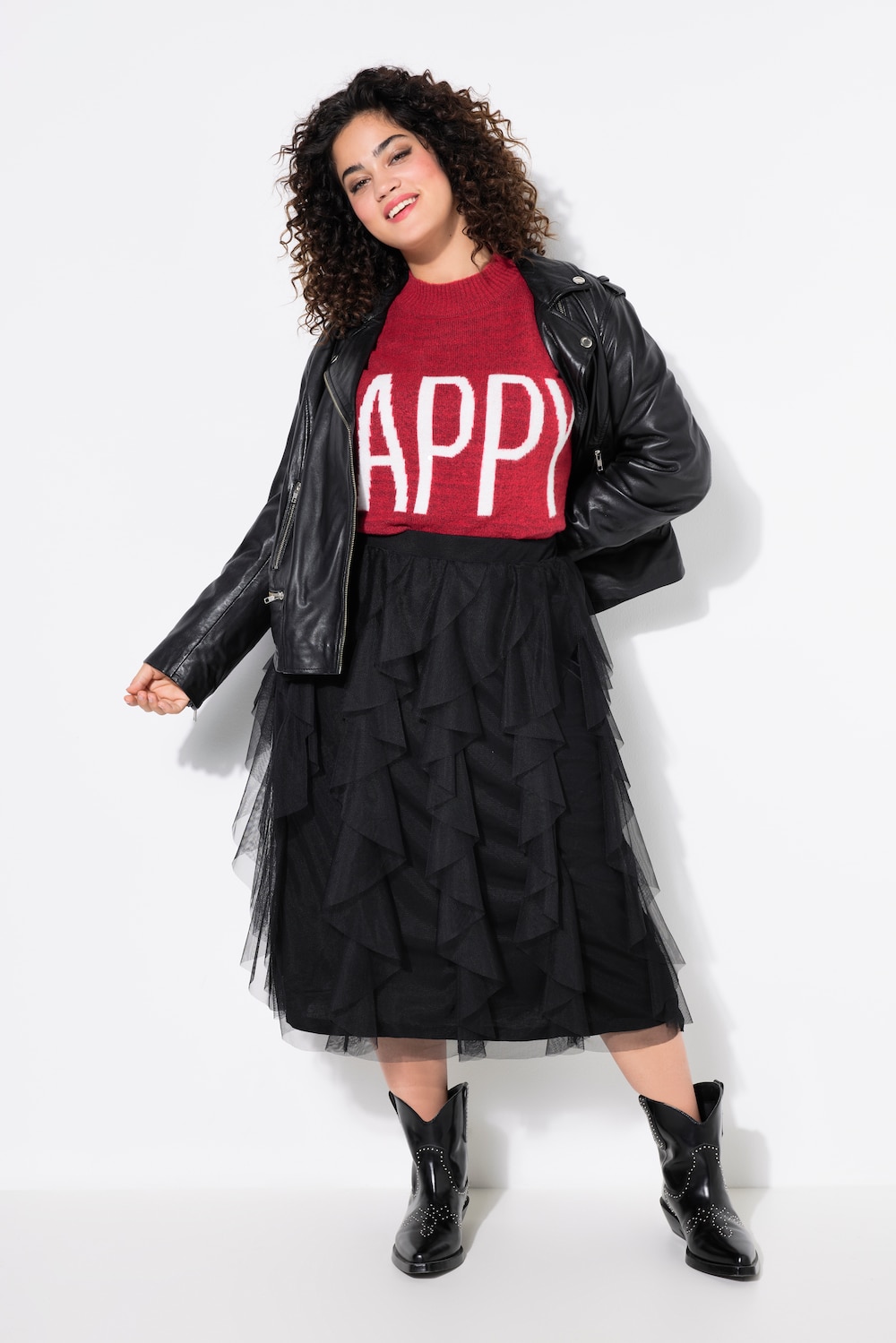 Große Größen Meshrock, Damen, schwarz, Größe: 50, Polyester, Angel of Style von Angel of Style