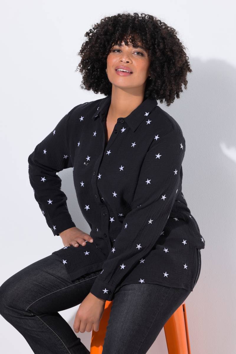 Große Größen Musselin-Bluse, Damen, schwarz, Größe: 50, Baumwolle, Angel of Style von Angel of Style