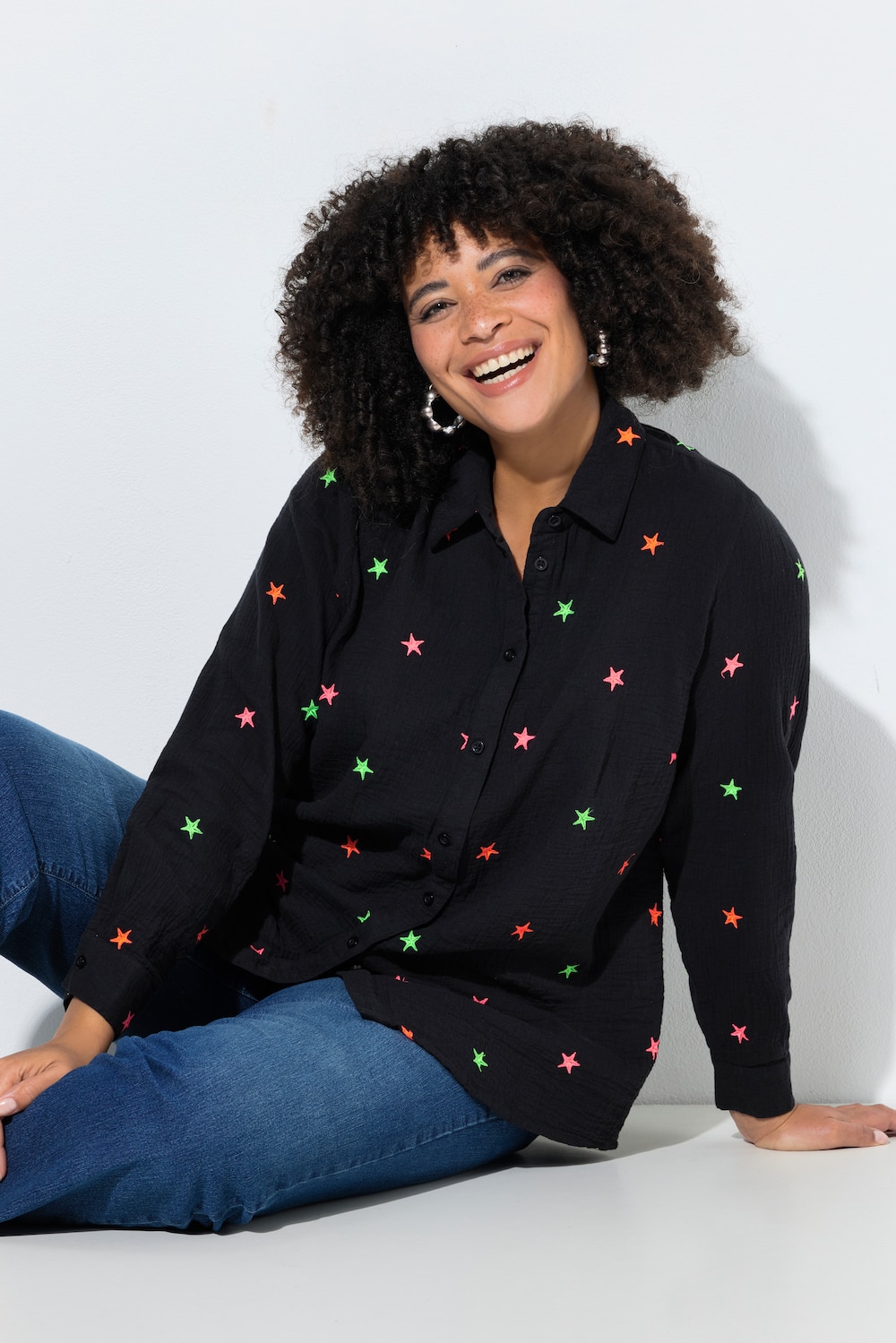 Große Größen Musselin-Bluse, Damen, schwarz, Größe: 60, Baumwolle, Angel of Style von Angel of Style