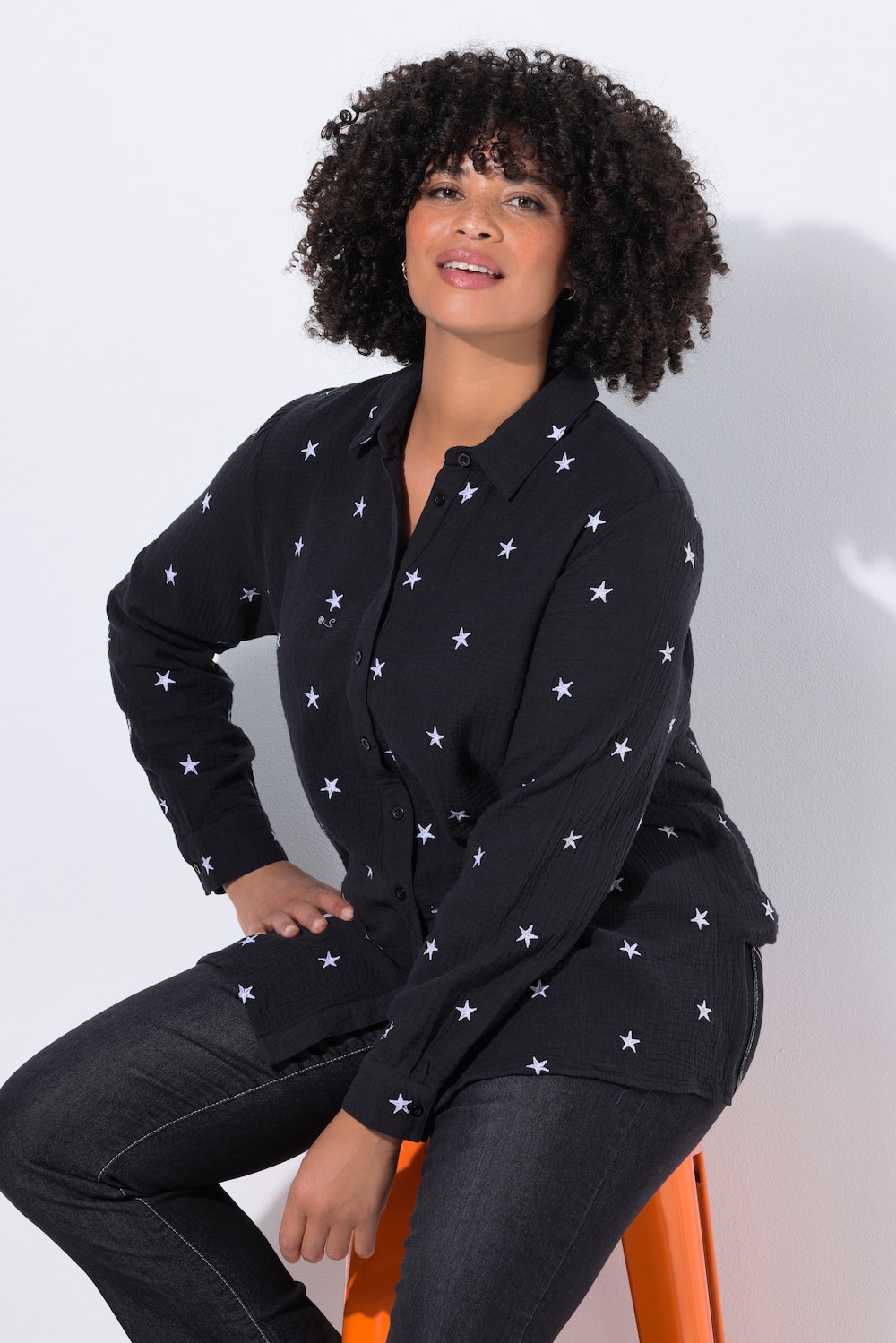 Große Größen Musselin-Bluse, Damen, schwarz, Größe: 60, Baumwolle, Angel of Style von Angel of Style