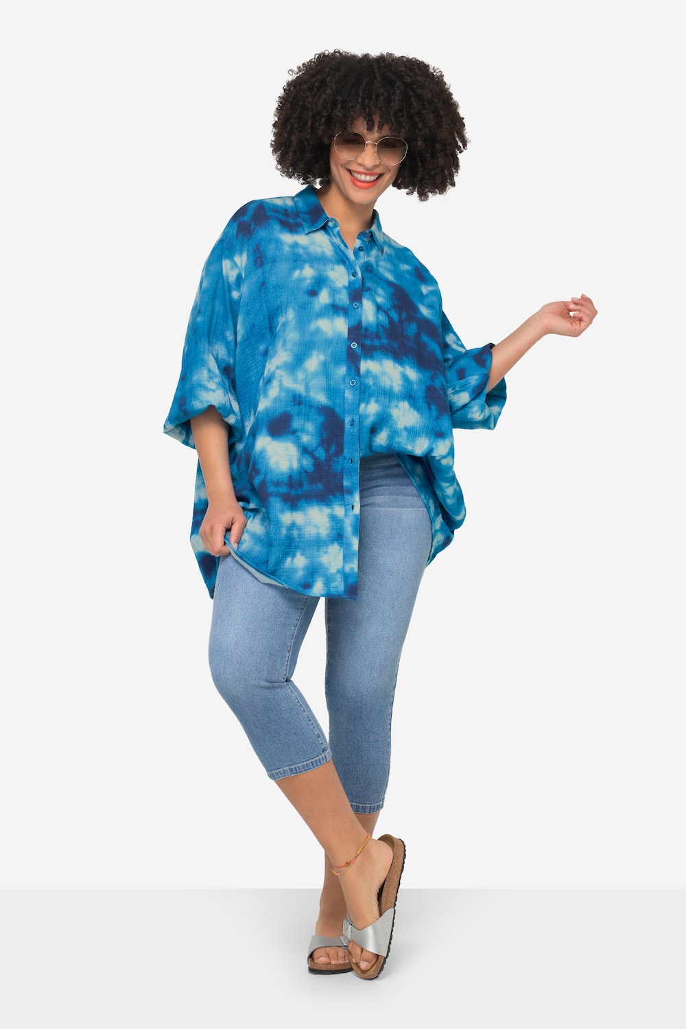 Große Größen Musselin-Hemdbluse, Damen, blau, Größe: 50, Baumwolle, Angel of Style Große Größen Musselin-Hemdbluse, Damen, blau, Größe: 50, Baumwolle, Angel of Style von Angel of Style