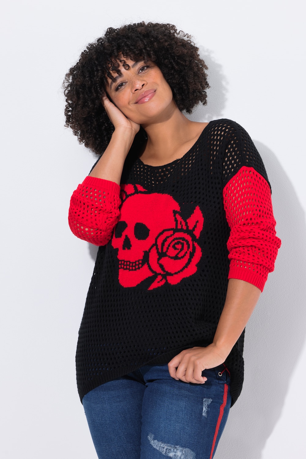 Große Größen Pullover, Damen, schwarz, Größe: 42/44, Synthetische Fasern, Angel of Style von Angel of Style