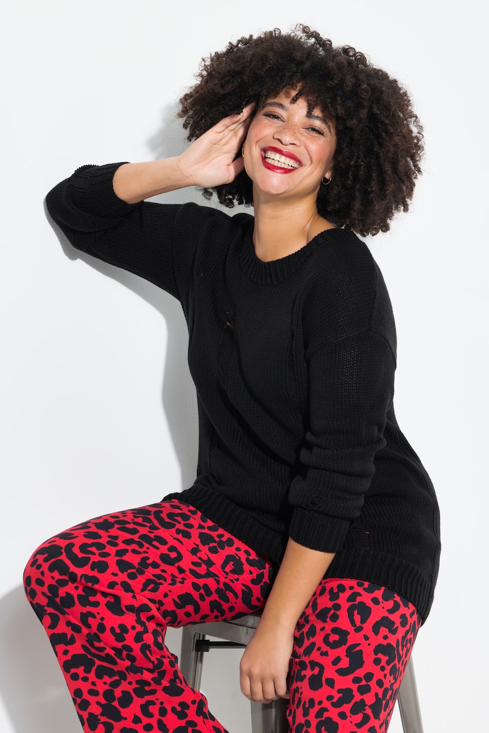 Große Größen Pullover, Damen, schwarz, Größe: 42/44, Synthetische Fasern, Angel of Style von Angel of Style