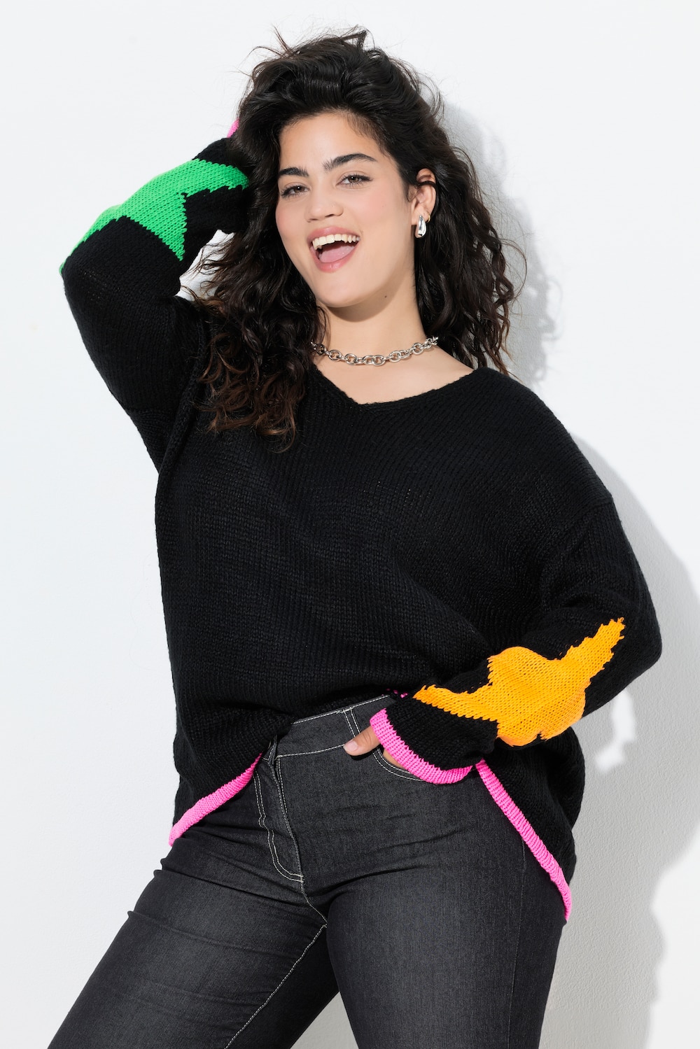 Große Größen Pullover, Damen, schwarz, Größe: 46/48, Synthetische Fasern, Angel of Style von Angel of Style