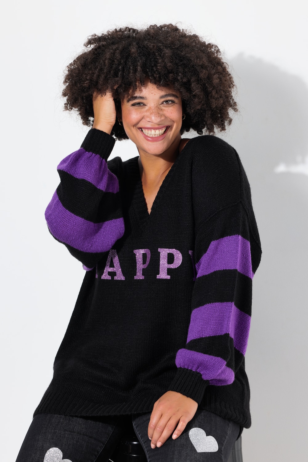Große Größen Pullover, Damen, schwarz, Größe: 54/56, Synthetische Fasern, Angel of Style von Angel of Style