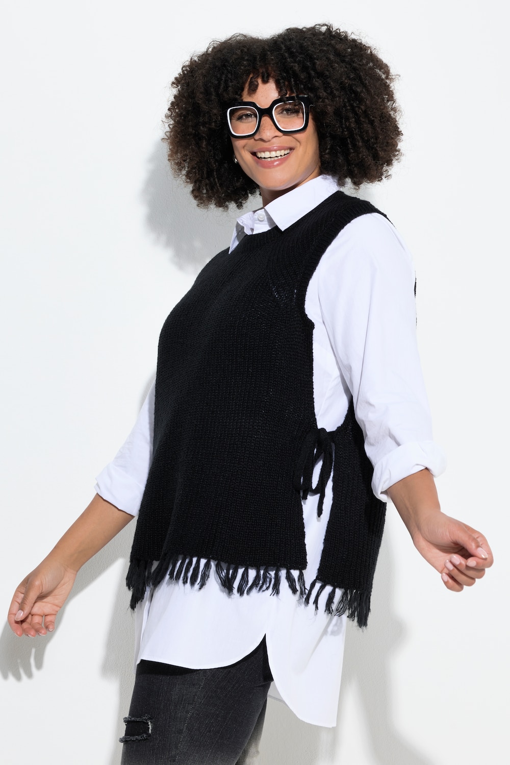 Große Größen Pullunder, Damen, schwarz, Größe: 54/56, Synthetische Fasern, Angel of Style von Angel of Style