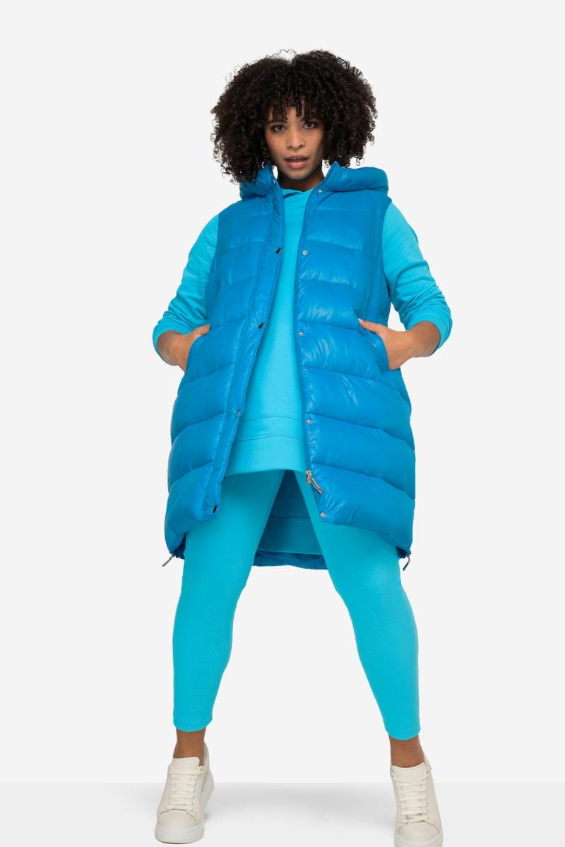 Große Größen Stepp-Longweste, Damen, blau, Größe: 52, Polyester/Synthetische Fasern, Angel of Style von Angel of Style