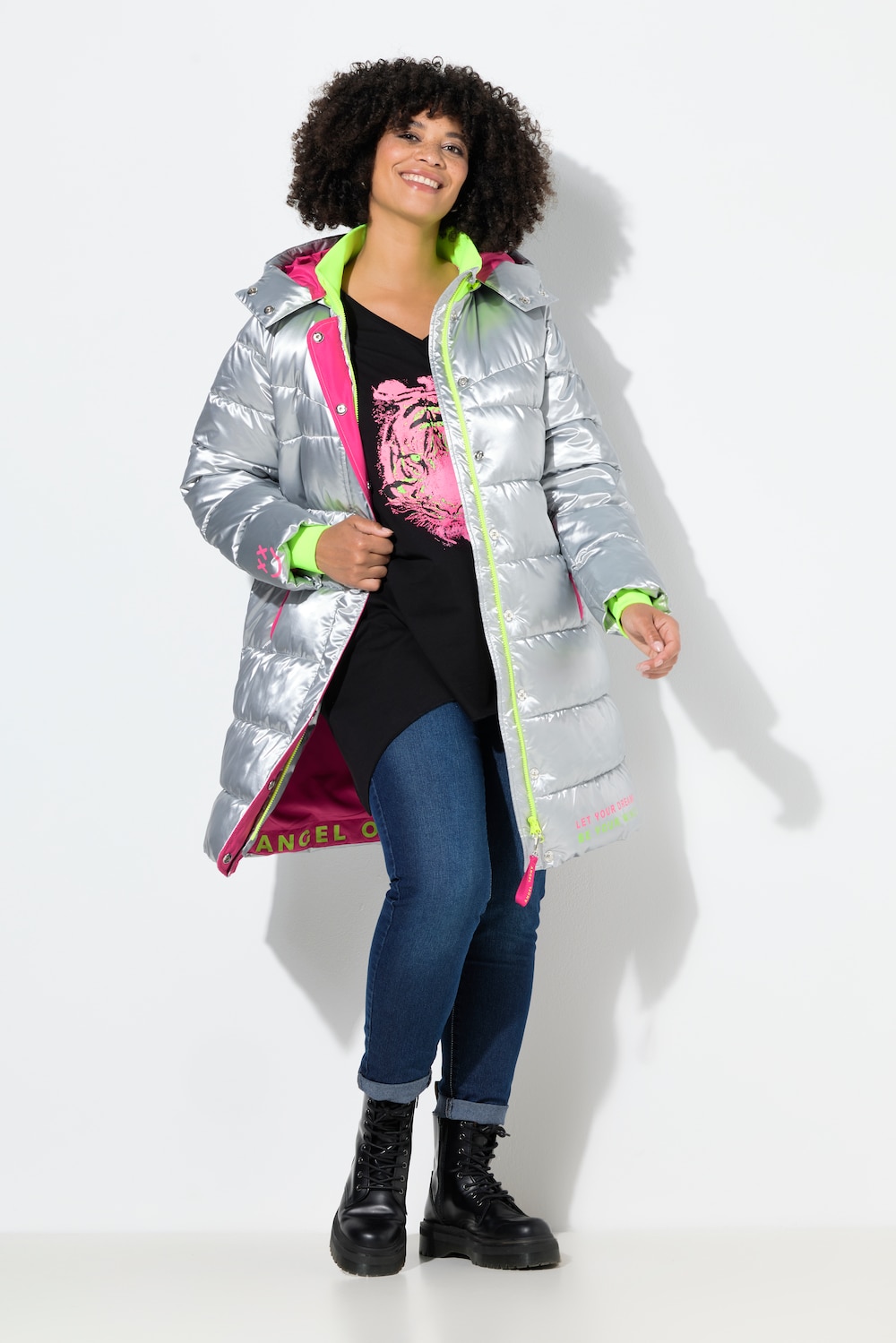 Große Größen Steppmantel, Damen, grau, Größe: 60, Polyester/Synthetische Fasern, Angel of Style von Angel of Style