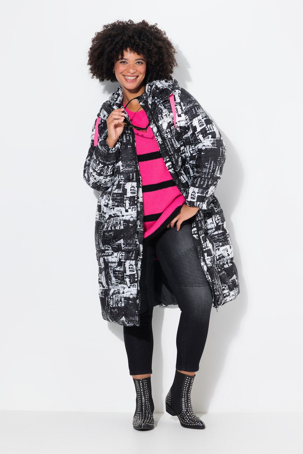 Große Größen Steppmantel, Damen, schwarz, Größe: 44, Polyester, Angel of Style von Angel of Style