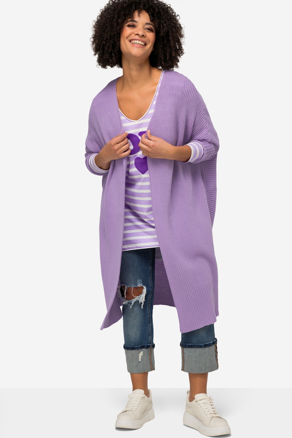 Große Größen Strickjacke, Damen, lila, Größe: 52, Synthetische Fasern, Angel of Style von Angel of Style