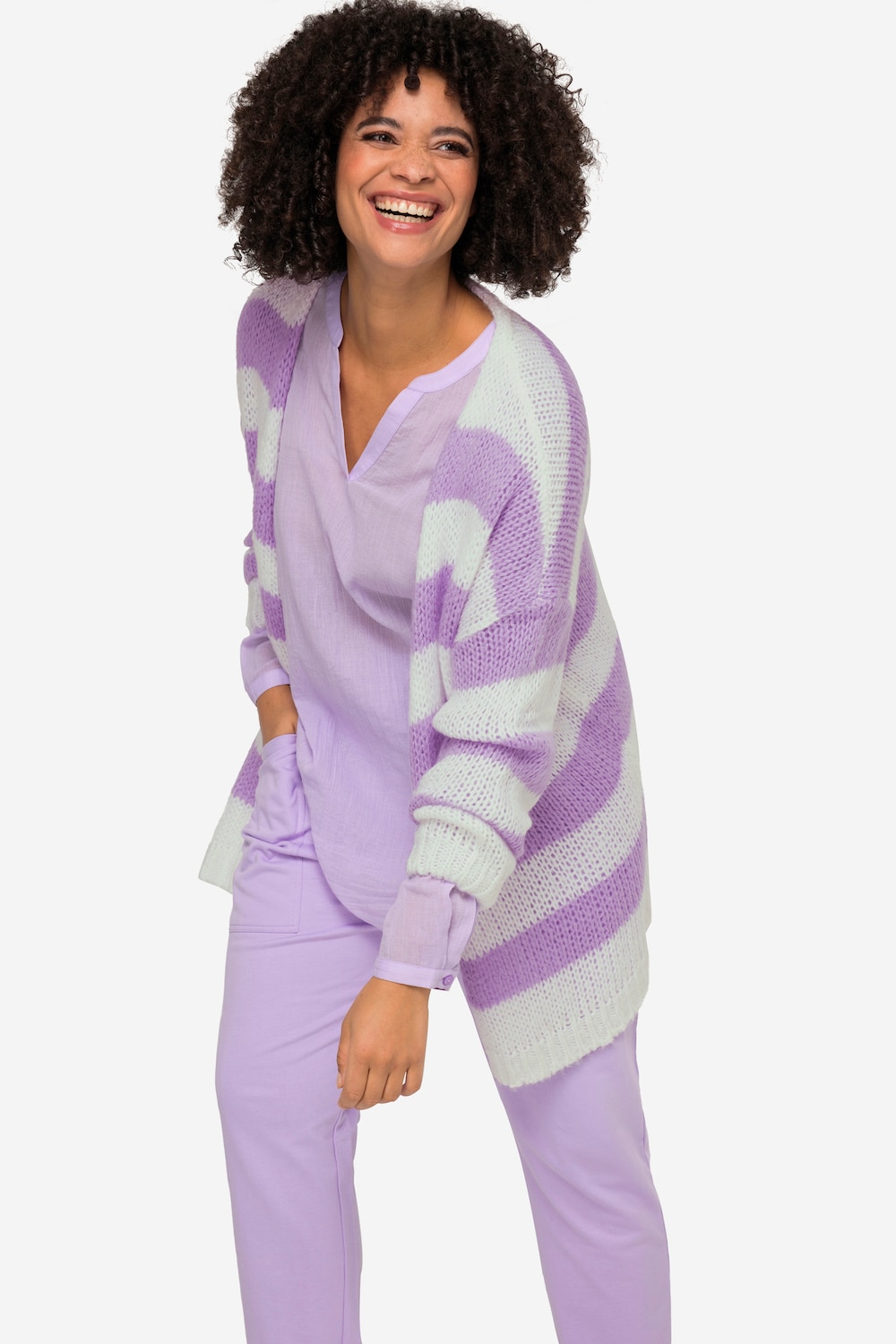 Große Größen Strickjacke, Damen, lila, Größe: 56, Synthetische Fasern, Angel of Style von Angel of Style