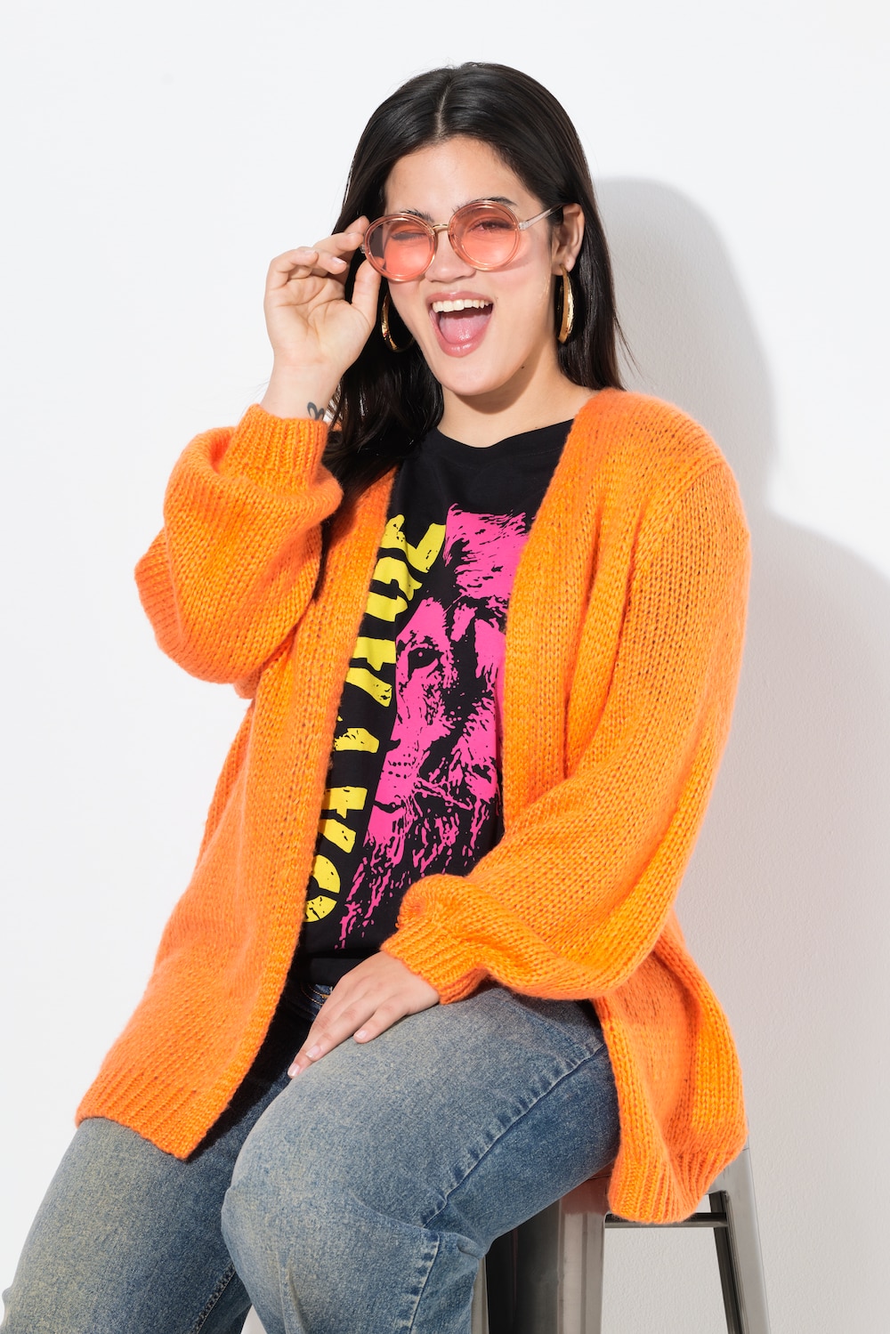 Große Größen Strickjacke, Damen, orange, Größe: 50/52, Synthetische Fasern, Angel of Style Große Größen Strickjacke, Damen, orange, Größe: 50/52, Synthetische Fasern, Angel of Style von Angel of Style