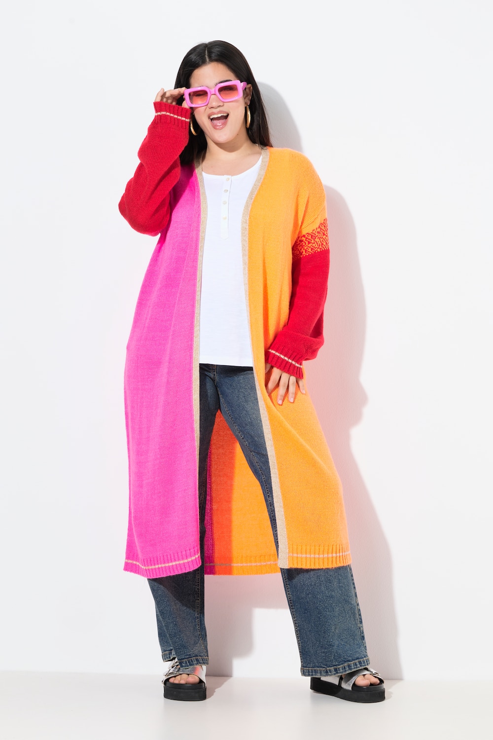 Große Größen Strickjacke, Damen, rot, Größe: 42/44, Synthetische Fasern, Angel of Style von Angel of Style