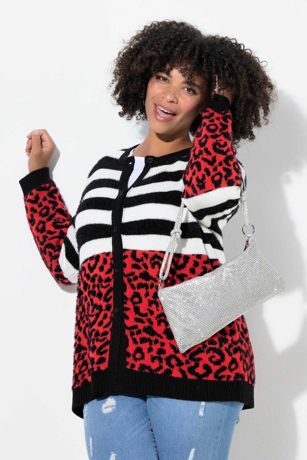 Große Größen Strickjacke, Damen, rot, Größe: 58/60, Synthetische Fasern, Angel of Style von Angel of Style