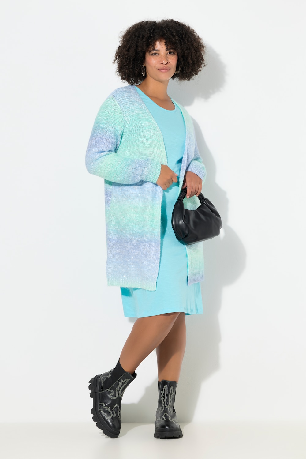 Große Größen Strickjacke, Damen, türkis, Größe: 50/52, Polyester/Synthetische Fasern, Angel of Style von Angel of Style