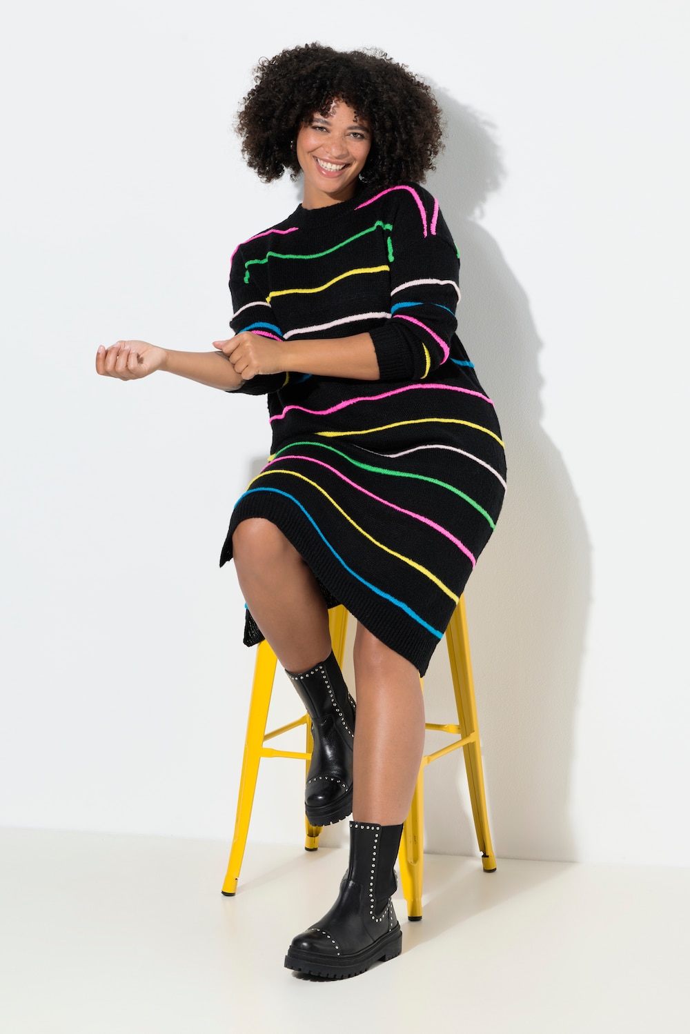 Große Größen Strickkleid, Damen, schwarz, Größe: 58/60, Synthetische Fasern, Angel of Style von Angel of Style