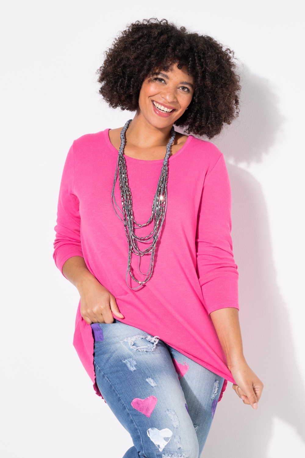 Große Größen Strickshirt, Damen, rosa, Größe: 44, Baumwolle, Angel of Style von Angel of Style