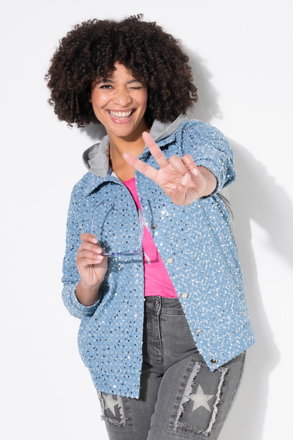 Große Größen Sweatjacke mit Kapuze, Damen, grau, Größe: 54, Baumwolle, Angel of Style Große Größen Sweatjacke mit Kapuze, Damen, grau, Größe: 54, Baumwolle, Angel of Style von Angel of Style