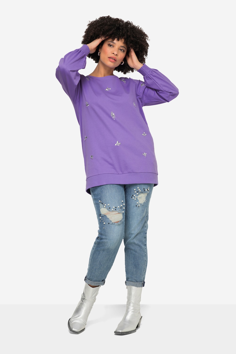 Große Größen Sweatshirt, Damen, lila, Größe: 46, Baumwolle, Angel of Style von Angel of Style