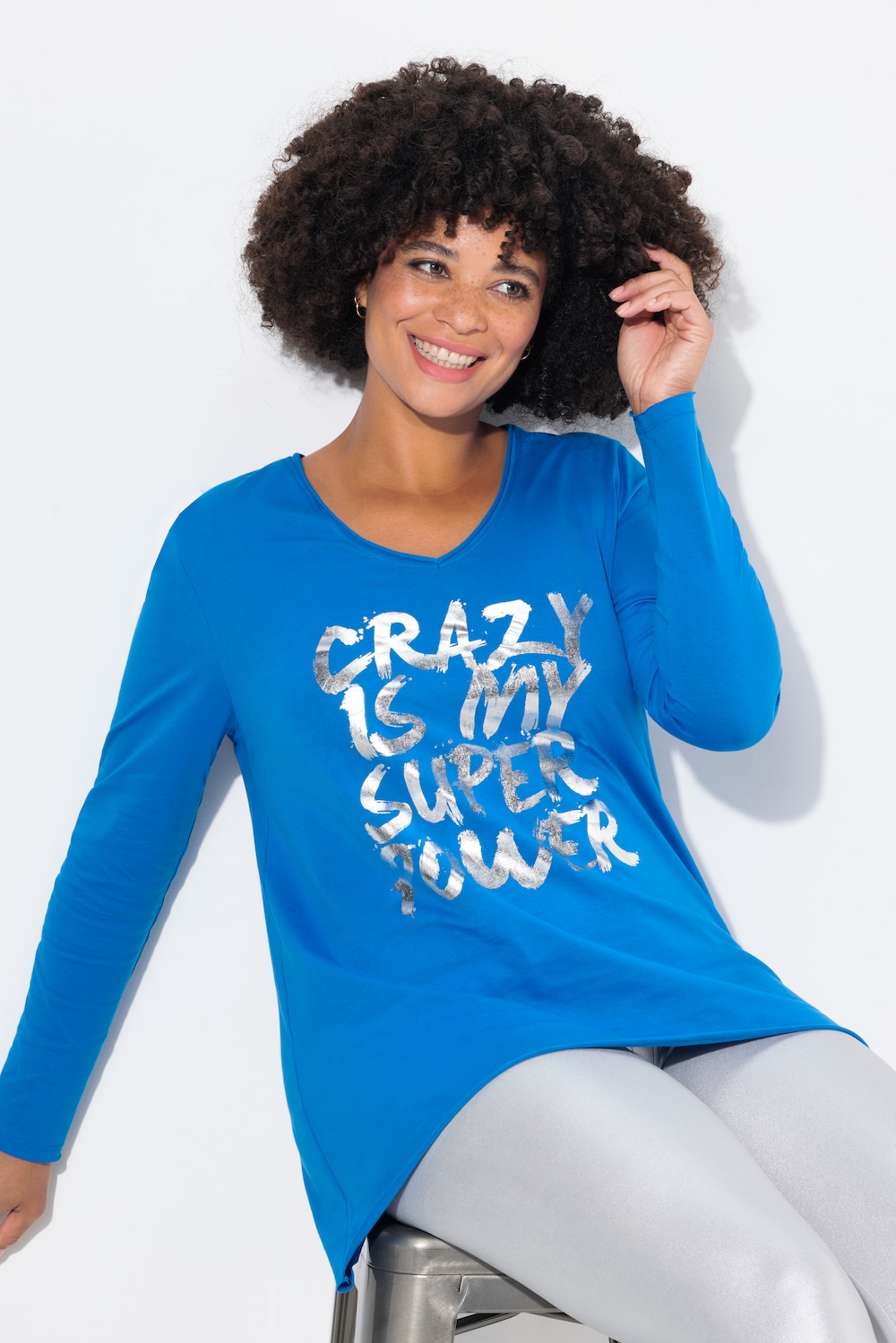 Große Größen T-Shirt, Damen, blau, Größe: 46, Baumwolle, Angel of Style von Angel of Style