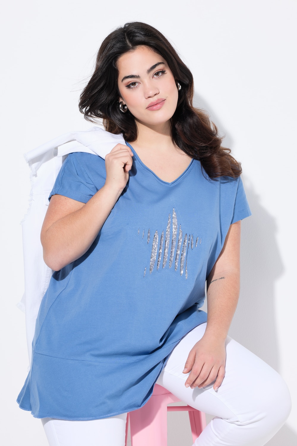 Große Größen T-Shirt, Damen, blau, Größe: 50, Baumwolle, Angel of Style von Angel of Style