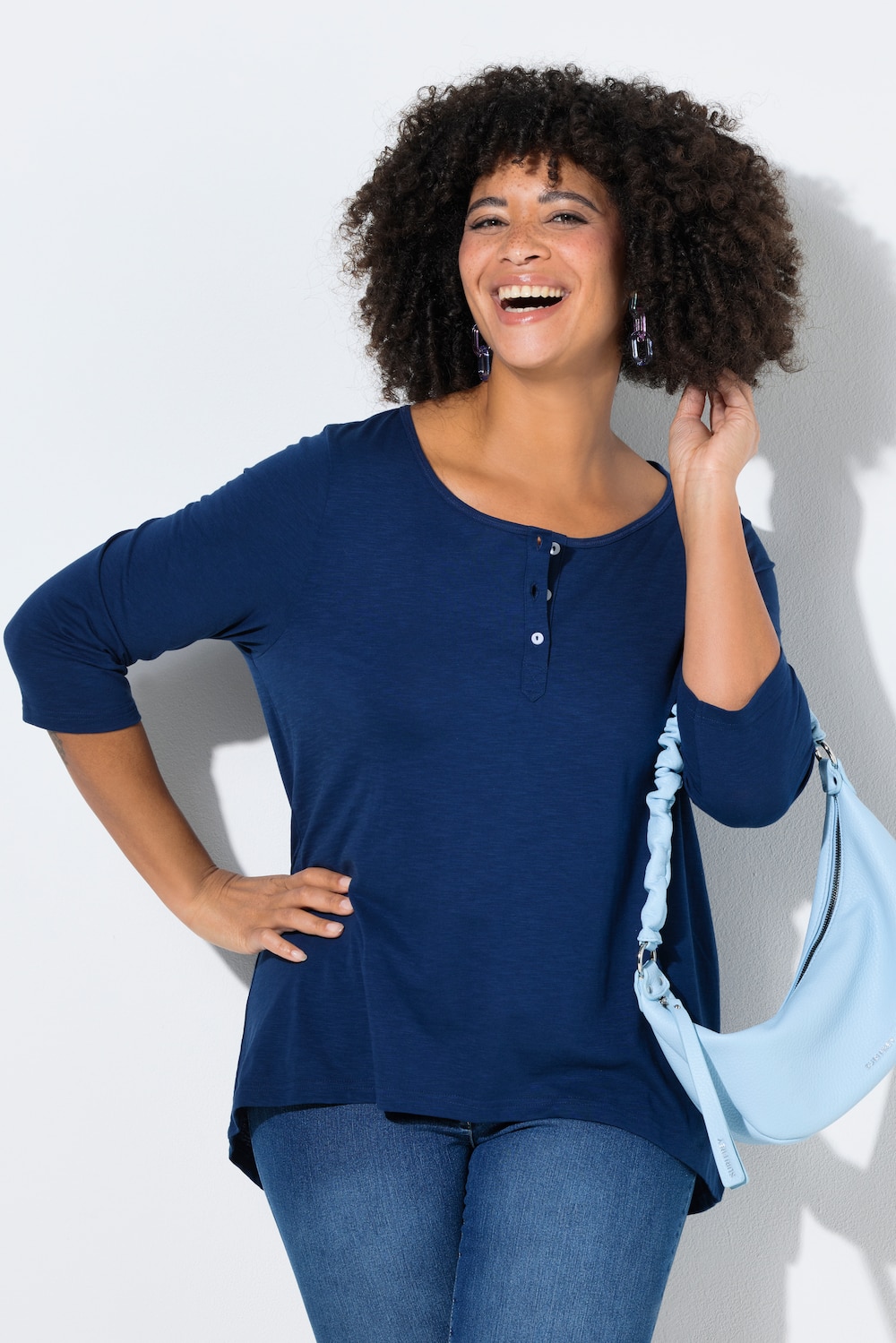 Große Größen T-Shirt, Damen, blau, Größe: 50, Baumwolle, Angel of Style von Angel of Style