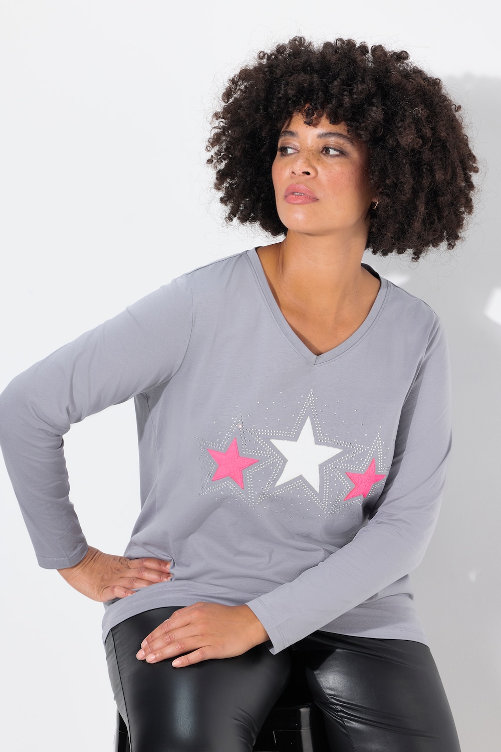 Große Größen T-Shirt, Damen, grau, Größe: 54, Baumwolle, Angel of Style von Angel of Style