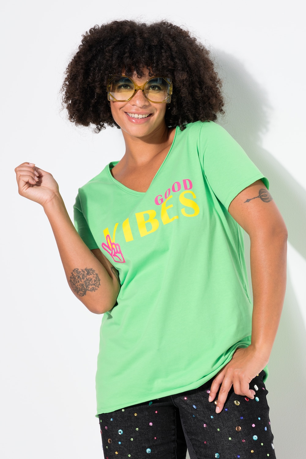 Große Größen T-Shirt, Damen, grün, Größe: 52, Baumwolle, Angel of Style von Angel of Style