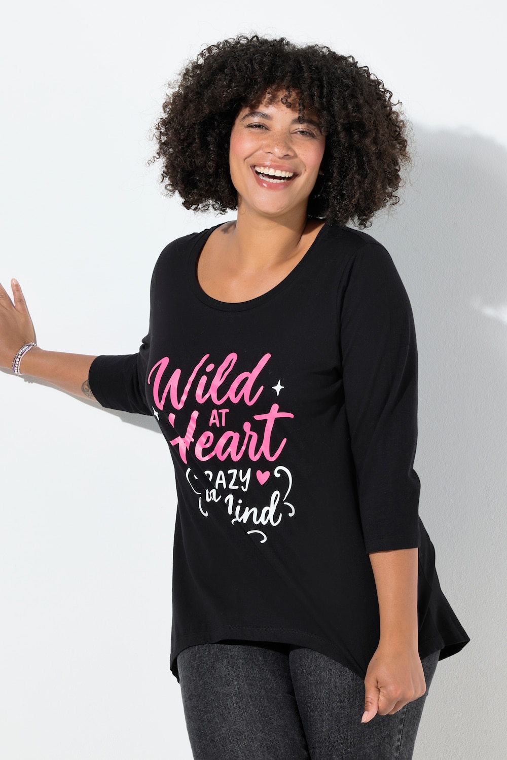 Große Größen T-Shirt, Damen, schwarz, Größe: 44, Baumwolle, Angel of Style von Angel of Style