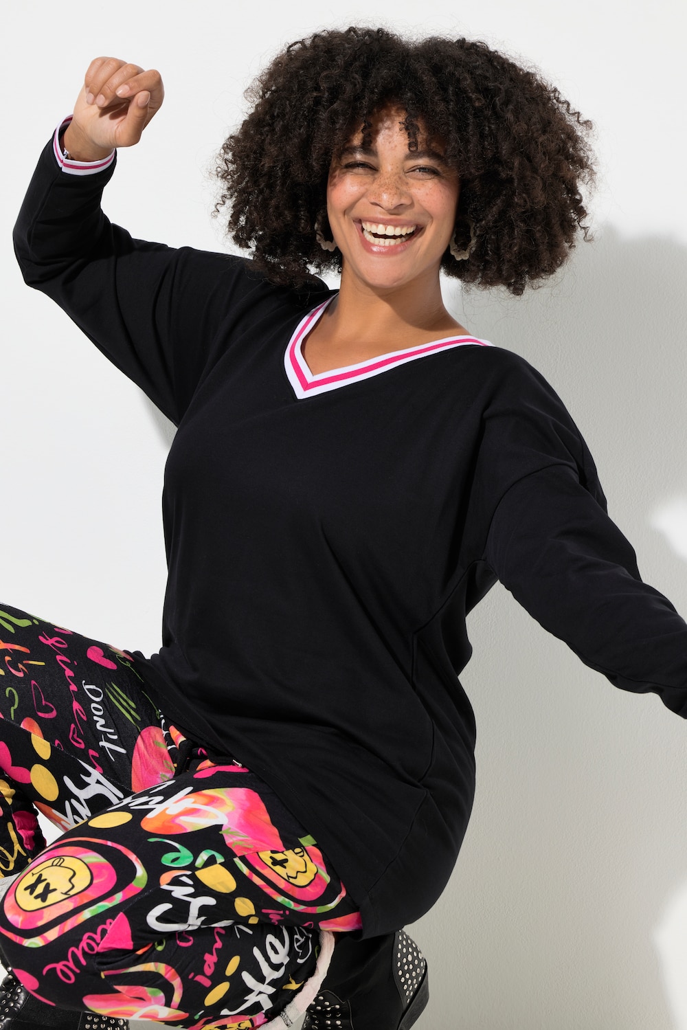 Große Größen T-Shirt, Damen, schwarz, Größe: 46, Baumwolle, Angel of Style von Angel of Style