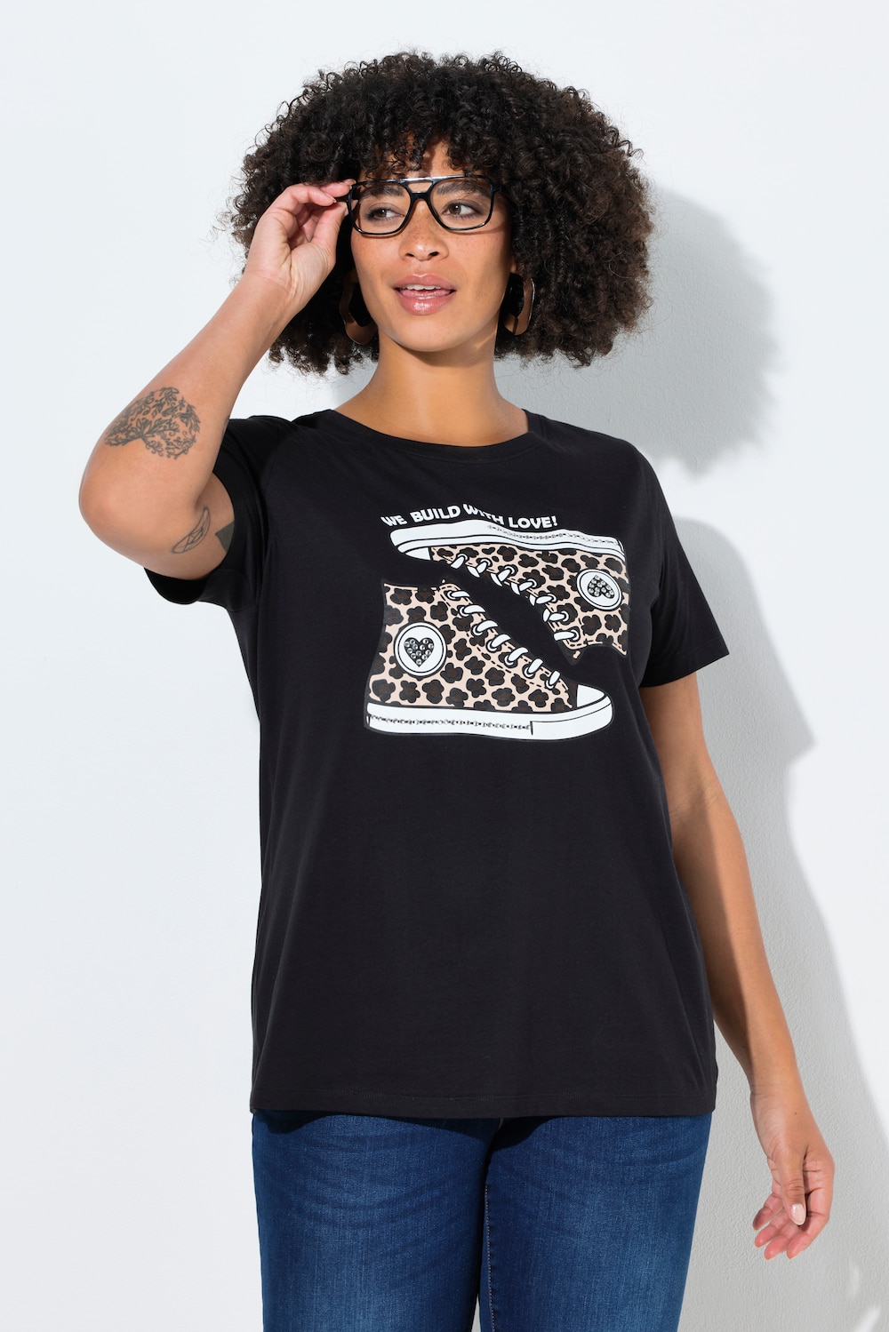 Große Größen T-Shirt, Damen, schwarz, Größe: 46, Baumwolle, Angel of Style von Angel of Style